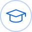 a small icon with a graduation cap