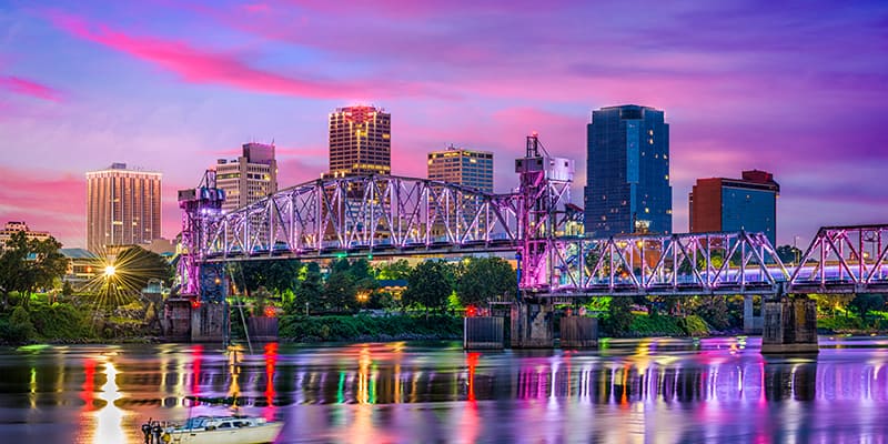 The Little Rock skyline at dusk